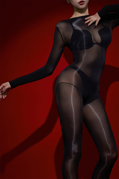 Sheer Long-Sleeve Bodystocking