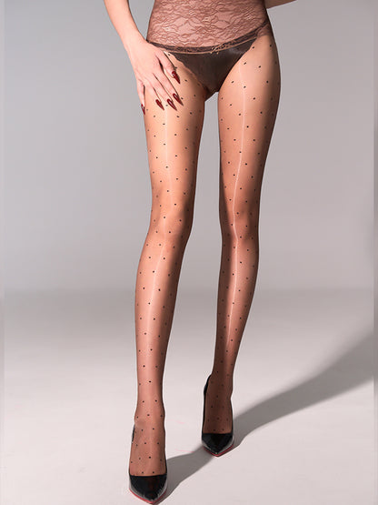 Lace Waist Polka Dot Tights