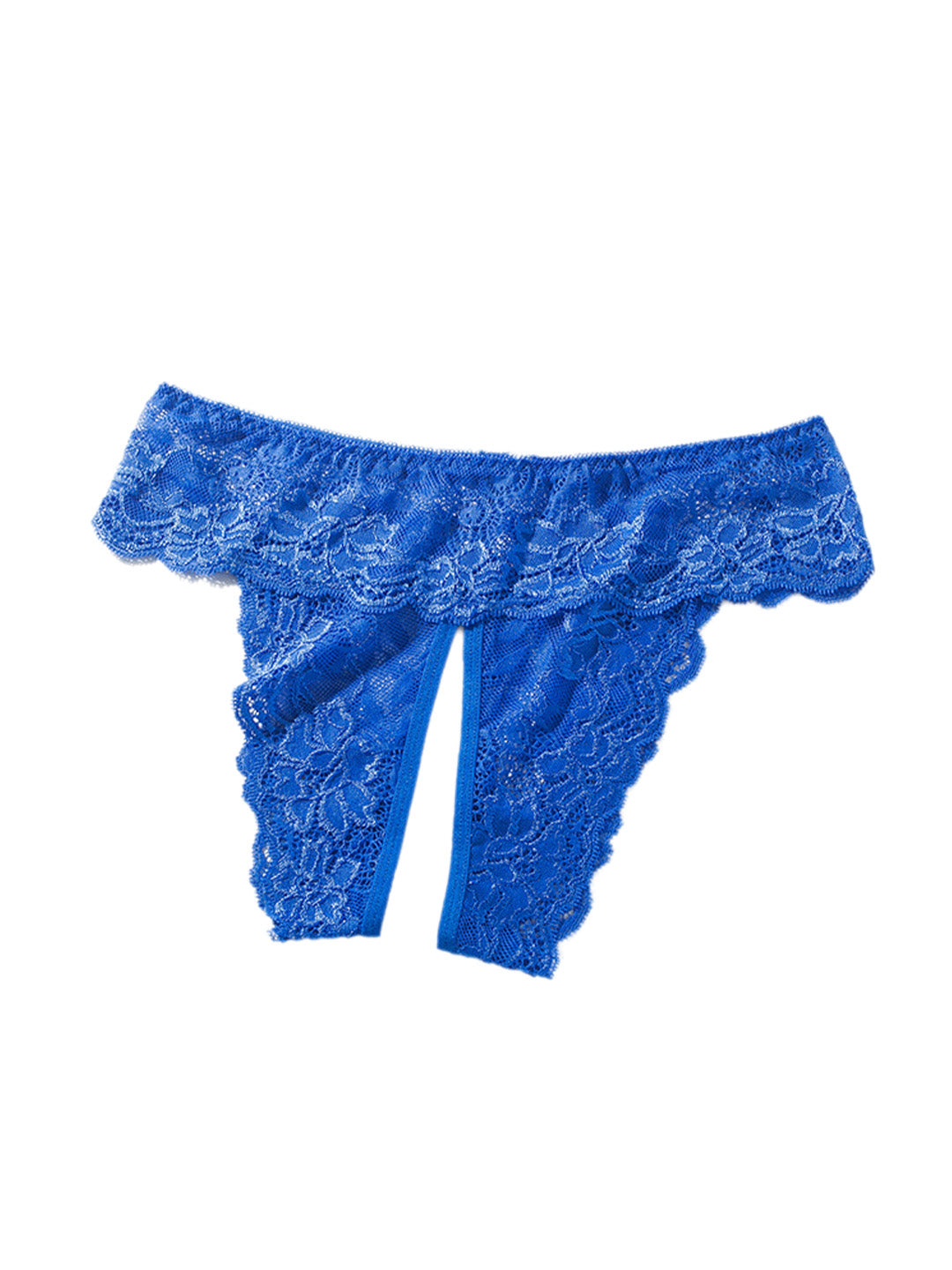 Mesh & Lace Criss-Cross Open-Crotch Panties