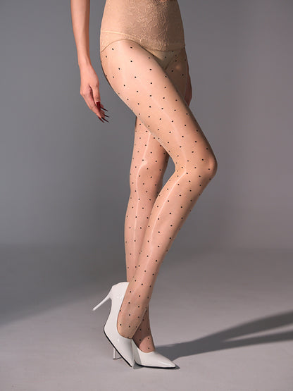 Lace Waist Polka Dot Tights